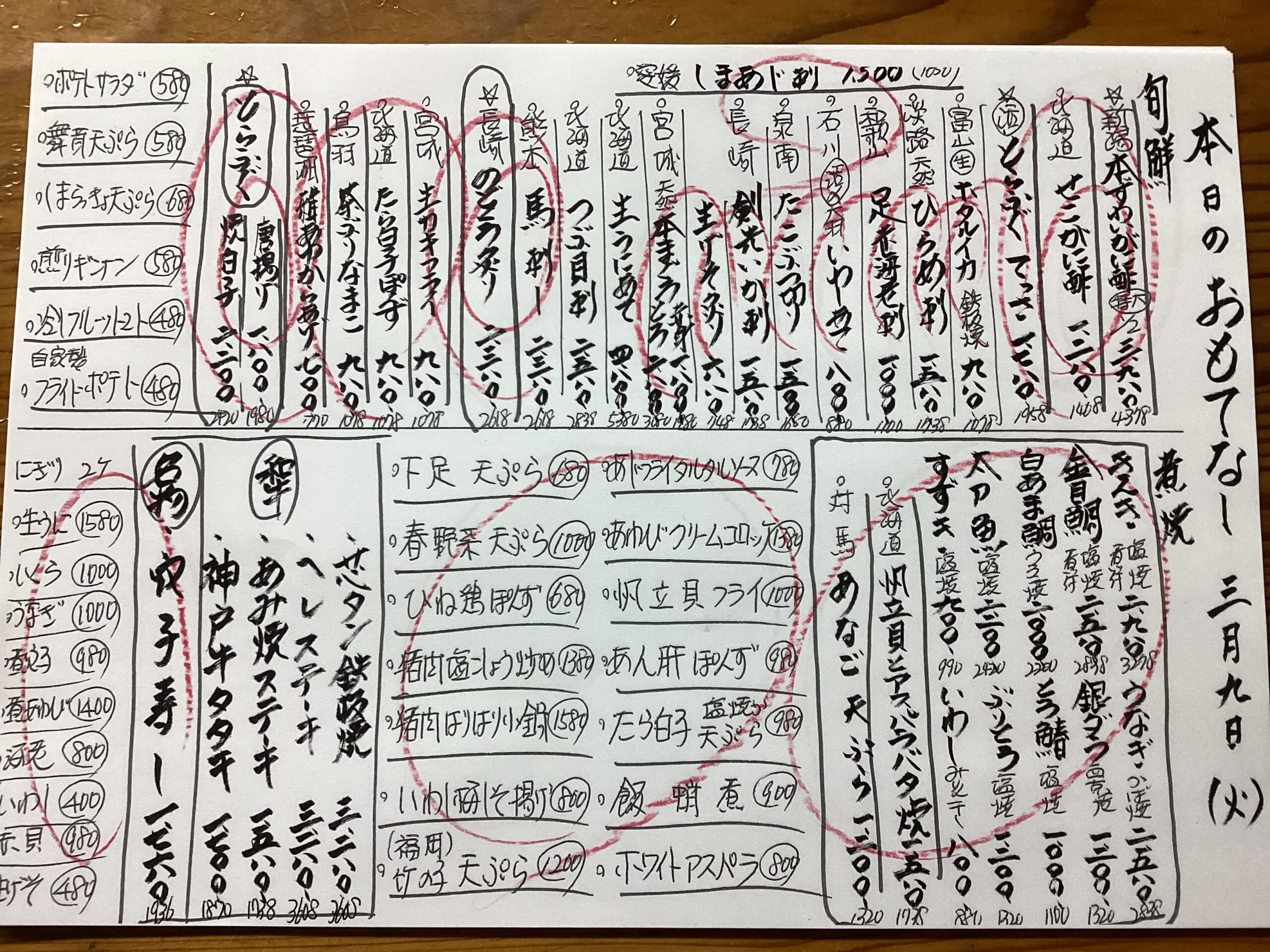 3月9日(火)今日は何がいい？？でしょう！！